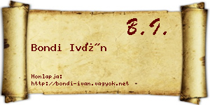 Bondi Iván névjegykártya